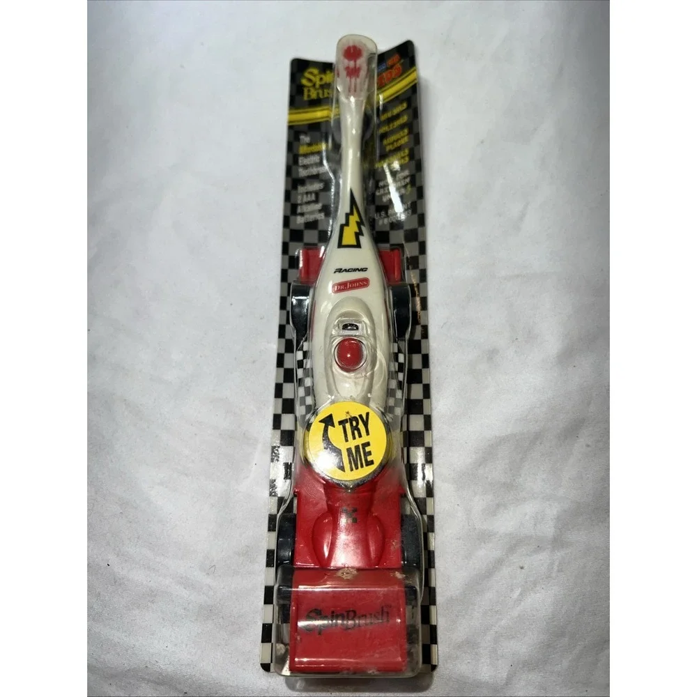 Vtg Vintag NOS Dr Johns Spin brush Tooth Brush Race Care